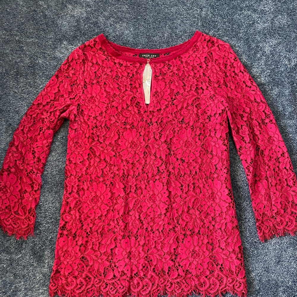 Twin-Set Women's Red Lace Blouse
